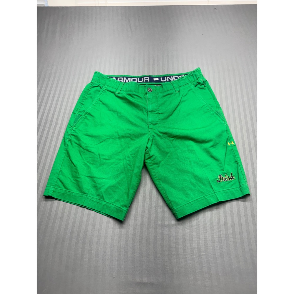 Under Armour Notre Dame Fighting Irish Green Golf Shorts Mens 36 W 34 L